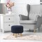 Pouf Ottoman Footstool, 13" Round x 11" High, Hand-Knitted Cotton Footrest, Non-Skid Wood Legs, Boho Foot Stool for Living Room, Bedroom